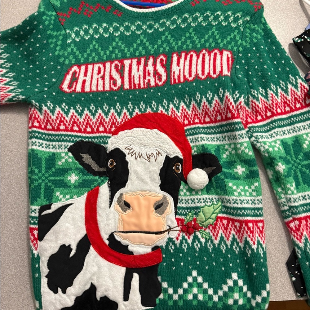 Holiday Time Festive Green and Red Sweater